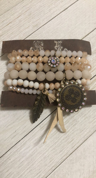 Cream Up-Cycled LV Bracelet Set