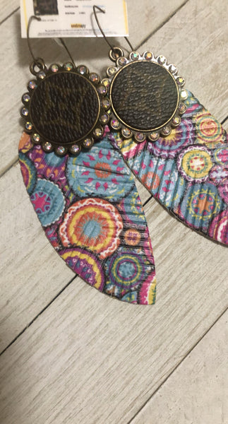 Hippie T Up-cycled LV Feather Earrings