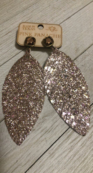 Rose Gold Glitzy Girl Feather Earring