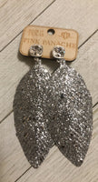 Silver Glitzy Girl Feather Earrings