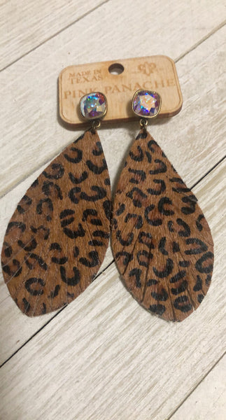 Leopard Hair Feather Earrings