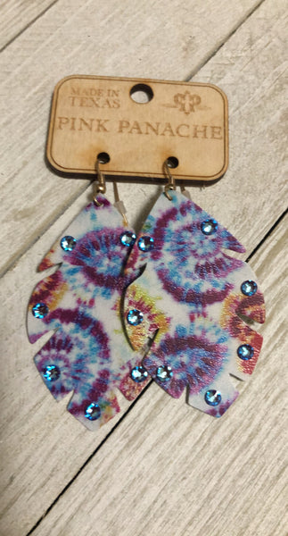 Tie Dye Feather Earrings