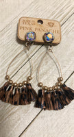 Cushion Leopard tassel Teardrop Earrings