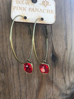 Claire Red Cushion Hoops